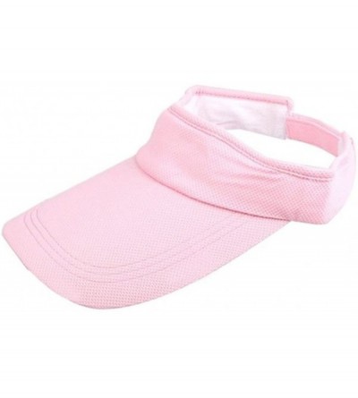 Sun Hats Women Adjustable Visor Sun Plain Hat Sports Cap Tennis Beach Hat - Pink - C912MZGZ72A $16.97