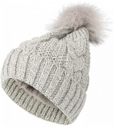 Skullies & Beanies Fleece Twist Knit Pom Beanie Winter Hat Slouchy Cap DZP0018 - Grey - C618L2OGLN0 $10.49