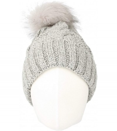 Skullies & Beanies Fleece Twist Knit Pom Beanie Winter Hat Slouchy Cap DZP0018 - Grey - C618L2OGLN0 $10.49