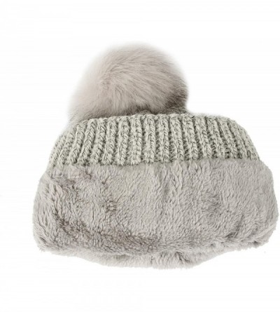 Skullies & Beanies Fleece Twist Knit Pom Beanie Winter Hat Slouchy Cap DZP0018 - Grey - C618L2OGLN0 $10.49