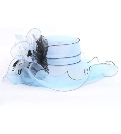 Sun Hats Women's Organza Kentucky Derby Tea Party Hat - Design 3 - Light Blue - CL18T6YM44L $17.00