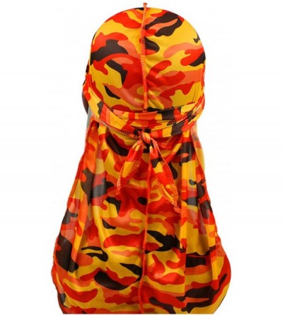 Skullies & Beanies Satin Silky Durag Long Tail Headwraps Soft Beanies for Men Women - Camouflage Set 4 - CW18UANQMHG $12.63