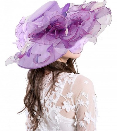 Sun Hats Church Kentucky Derby Hats for Womens Organza Fascinator British Tea Party Wedding Dress Cap Mysterious UPF 50+ - CF...