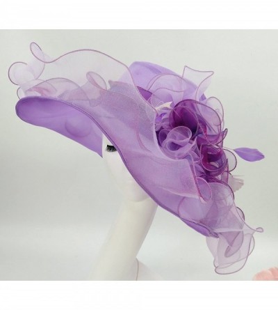 Sun Hats Church Kentucky Derby Hats for Womens Organza Fascinator British Tea Party Wedding Dress Cap Mysterious UPF 50+ - CF...