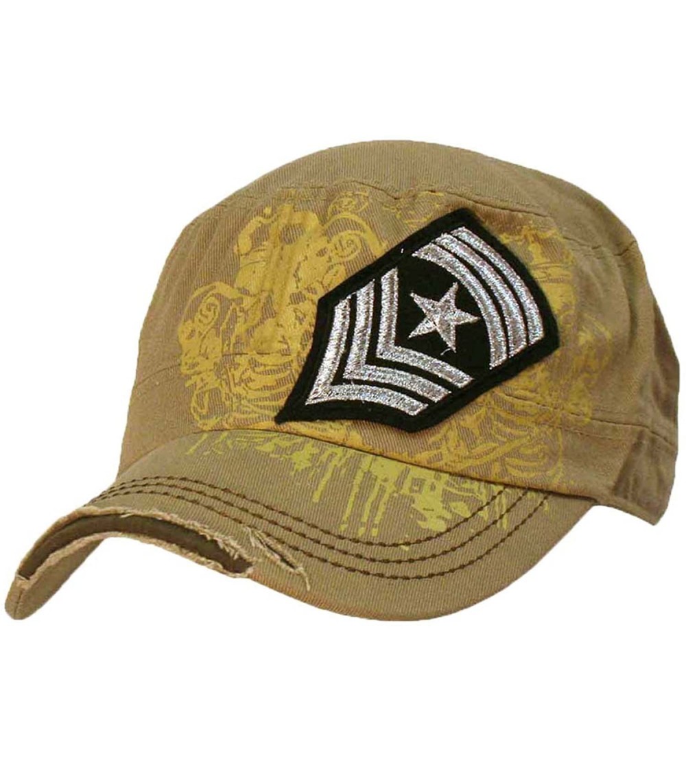 Baseball Caps Cadet Cap Hat with Soldier Rank Patch - Beige - CL118CIJT3N $15.98