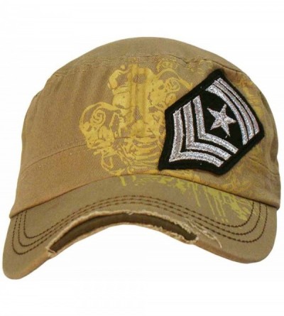 Baseball Caps Cadet Cap Hat with Soldier Rank Patch - Beige - CL118CIJT3N $15.98