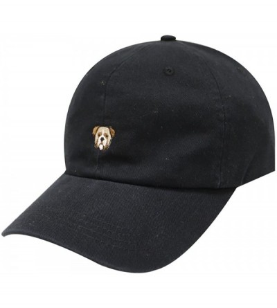 Baseball Caps Bulldog Small Embroidered Cotton Baseball Cap - Black - CK12H0D8TWR $10.26