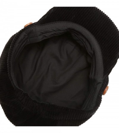 Newsboy Caps Women's Classic Visor Baker boy Cap Newsboy Cabbie Winter Cozy Hat with Comfort Elastic Back - Corduroy Black - ...