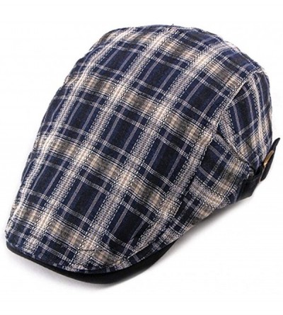 Newsboy Caps Mens Adjustable Plaid Ivy Newsboy Cabbie Gatsby Golf Beret Flat Hat Cap - 282navy - CH18H9XWCTU $13.37