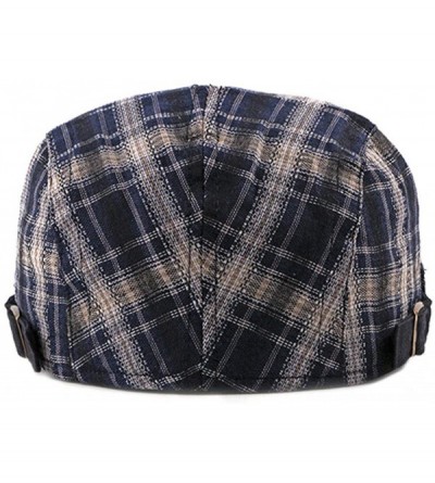 Newsboy Caps Mens Adjustable Plaid Ivy Newsboy Cabbie Gatsby Golf Beret Flat Hat Cap - 282navy - CH18H9XWCTU $13.37