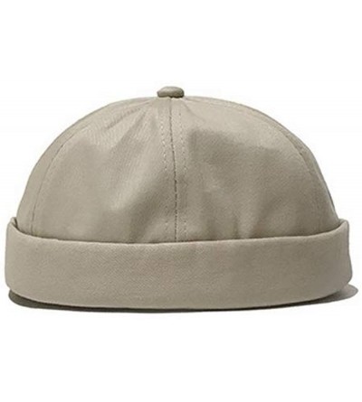 Skullies & Beanies Mens Adjustable Solid Brimless Hat Vogue Retro Skullcap Sailor Cap - Beige - CW18Y5HTSTH $12.81