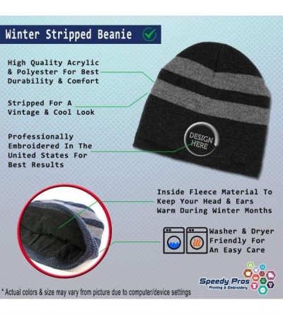 Skullies & Beanies Custom Striped Beanie for Men & Women Sr-71 Aircraft Name Embroidery Acrylic - Black - C618A7MA2TN $22.14