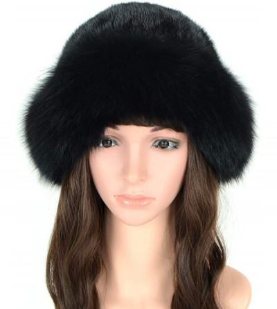 Berets Womens Winter Hat with Fox Brim Real Fur Hats - Black - C918K34EE87 $116.56