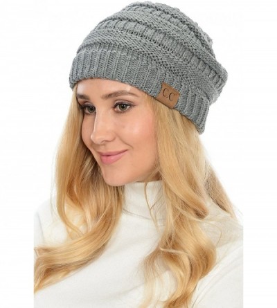 Skullies & Beanies USA Trendy Warm Chunky Soft Stretch Cable Knit Slouchy Beanie - M. Gray - CS12N7VU2K4 $9.28