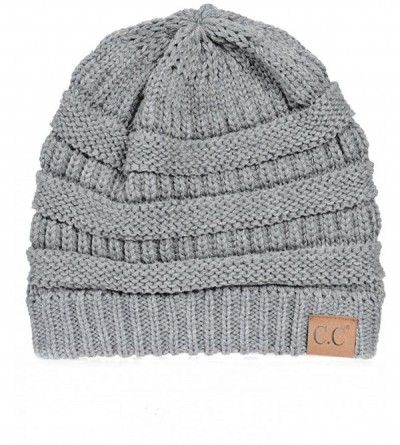 Skullies & Beanies USA Trendy Warm Chunky Soft Stretch Cable Knit Slouchy Beanie - M. Gray - CS12N7VU2K4 $9.28