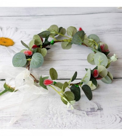 Headbands Flower Wreath Headband Floral Hair Garland Flower Crown Halo Headpiece Boho with Ribbon Wedding Party Photos - 8 - ...