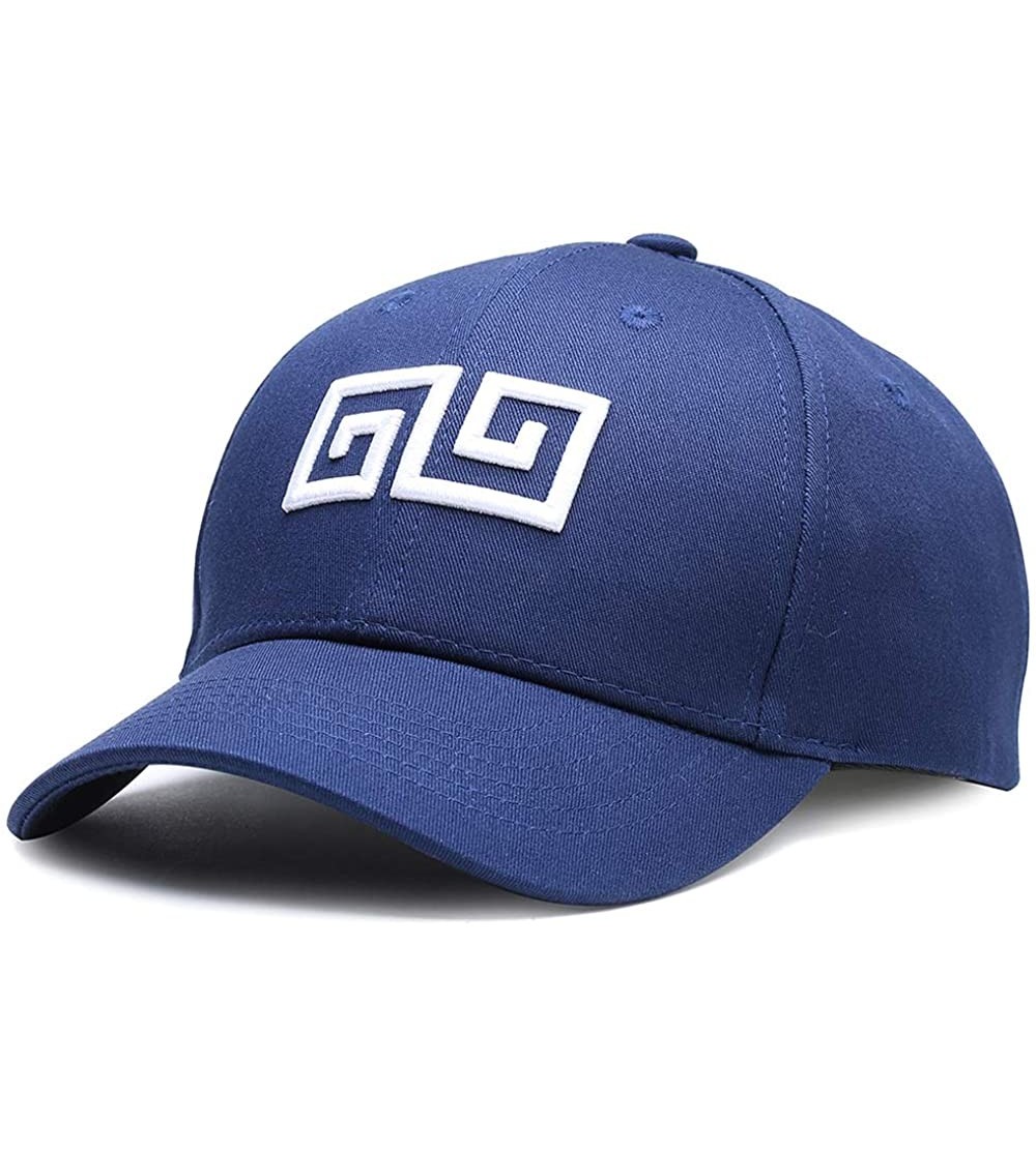 Baseball Caps Unisex Geometric Embroidery Men Women Hip-Hop Style Classic Fashion Baseball Cap Cotton Adjustable Hat - Blue -...