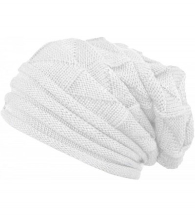 Skullies & Beanies Women Winter Crochet Hat Wool Knit Beanie Warm Caps - White - CI18I0DRKKS $10.19