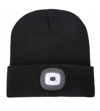 Skullies & Beanies Ultra Bright LED Unisex Lighted Beanie Cap/Winter Warm hat （USB charging） (Black) - CI186W5SQOD $8.77