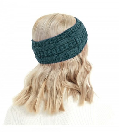 Cold Weather Headbands Winter Warm Cable Knit headband Head Wrap Ear Warmer for Women(Teal Blue) - Teal Blue - C918K4UZGTT $1...