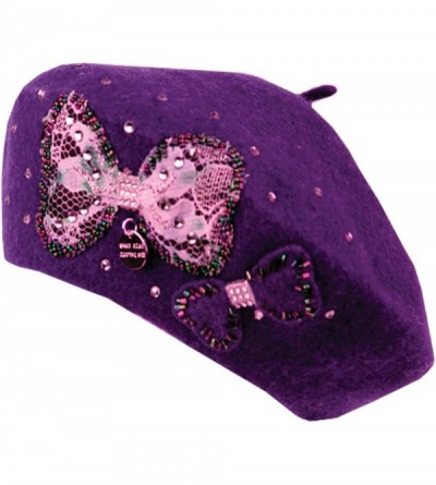 Berets Women Winter Warm Ski Knitted Crochet Baggy Skullies Cap Beret Hat - Br1321purple - C0187GEAU0M $8.32