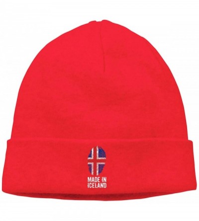 Skullies & Beanies Daily Knitting Hat for Men Women- Made in Iceland Stocking Cap - Red - C018MEA5UDA $11.48