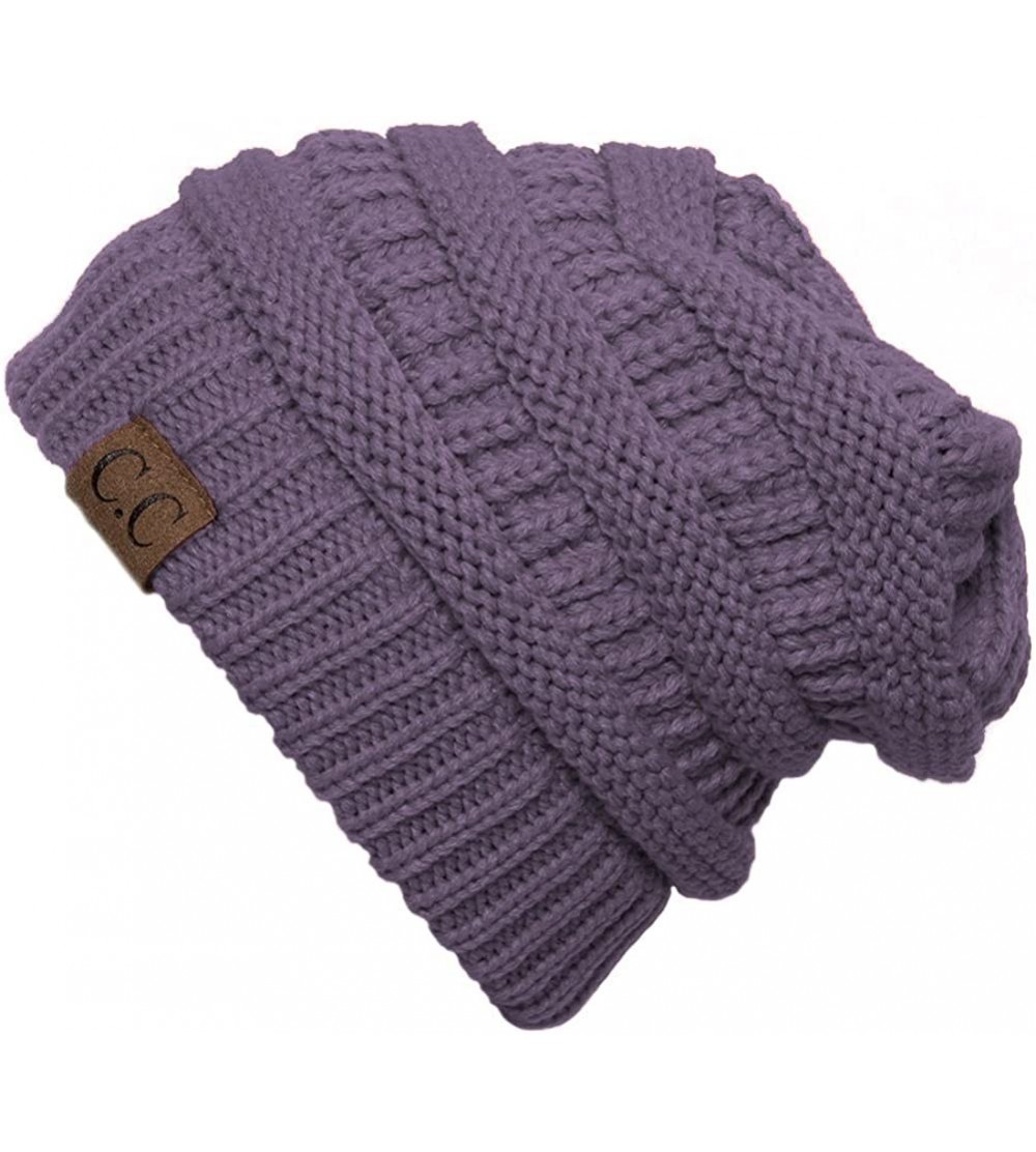 Skullies & Beanies MMC-Thick Slouchy Knit Oversized Beanie Cap Hat - Violet - C011PEGP8UJ $9.84