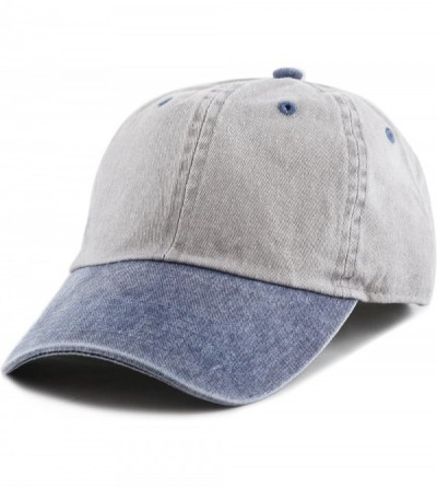 Baseball Caps 100% Cotton Pigment Dyed Low Profile Dad Hat Six Panel Cap - 2. Grey Navy - CU17Y4X4U8Z $19.25