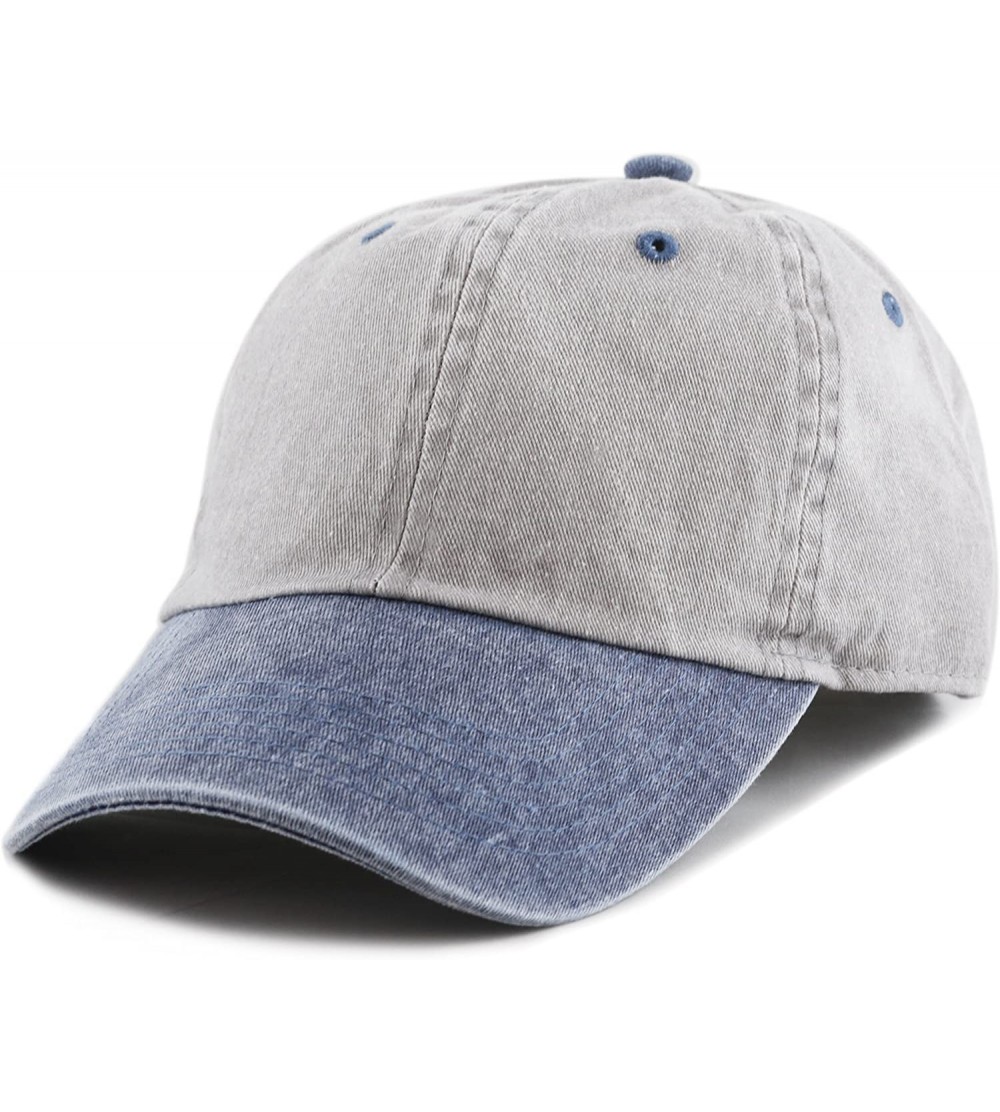 Baseball Caps 100% Cotton Pigment Dyed Low Profile Dad Hat Six Panel Cap - 2. Grey Navy - CU17Y4X4U8Z $9.11