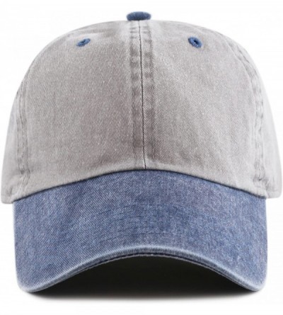 Baseball Caps 100% Cotton Pigment Dyed Low Profile Dad Hat Six Panel Cap - 2. Grey Navy - CU17Y4X4U8Z $9.11