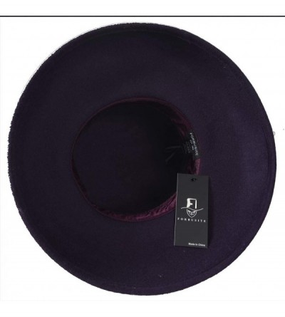 Bucket Hats Women Wool Felt Plume Church Dress Winter Hat - Drown Brim-purple - CL18L5HLOHL $36.83