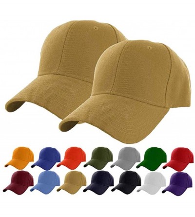 Baseball Caps Plain Adjustable Baseball Cap Classic Adjustable Hat Men Women Unisex Ballcap 6 Panels - Khaki/Pack 2 - CF192WR...