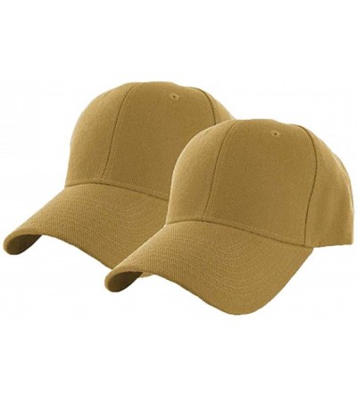 Baseball Caps Plain Adjustable Baseball Cap Classic Adjustable Hat Men Women Unisex Ballcap 6 Panels - Khaki/Pack 2 - CF192WR...