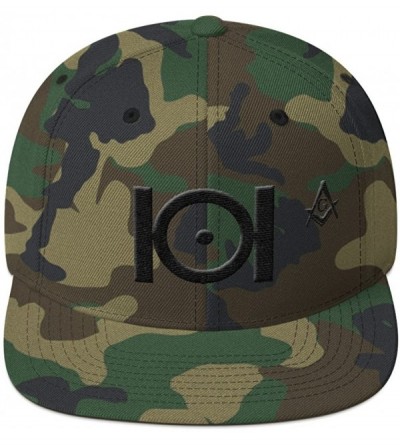 Baseball Caps Masonic Snapback Hat 3D Puff Embroidery Black Thread - Green Camo - CT18D2IXLQG $28.39