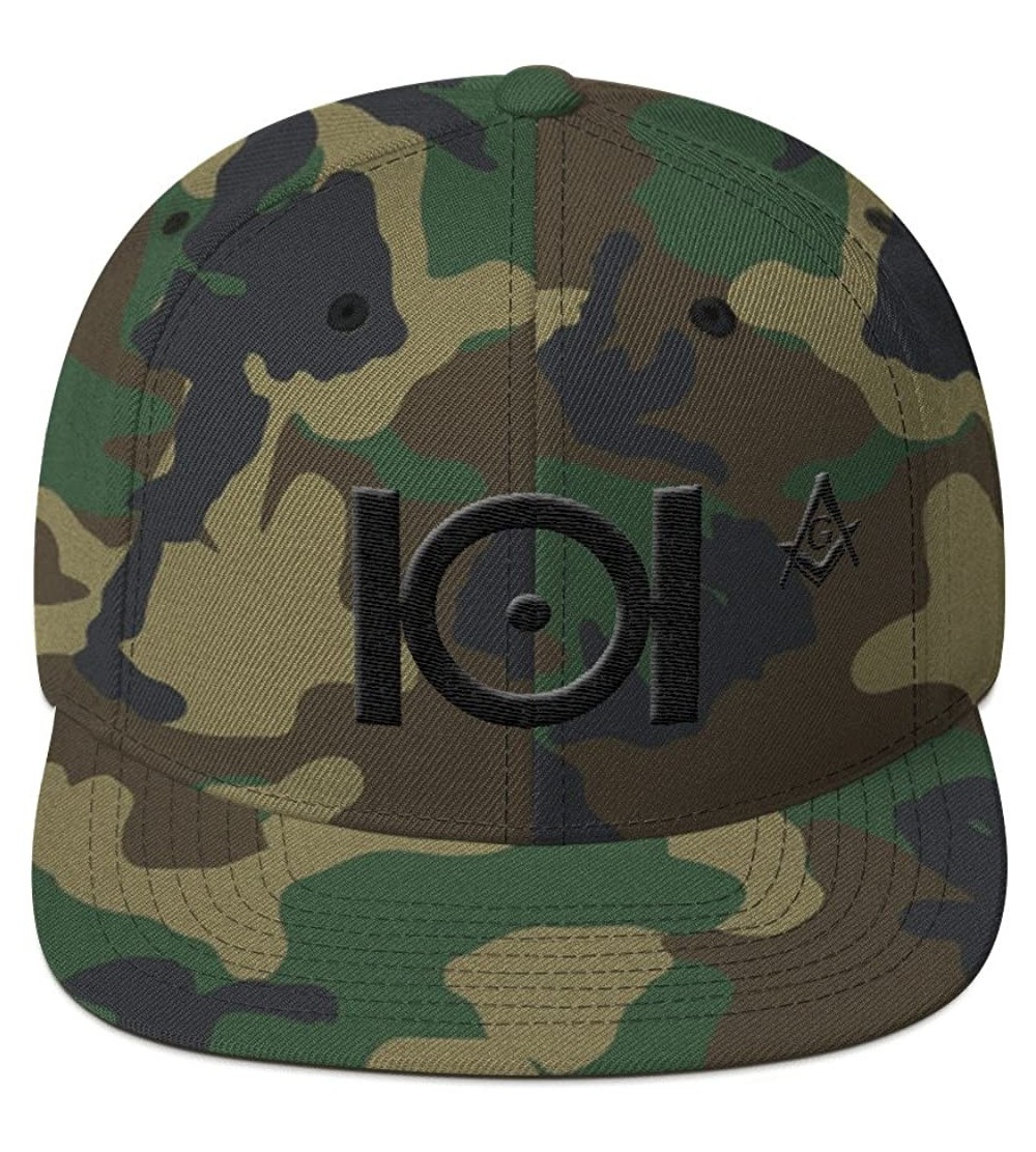 Baseball Caps Masonic Snapback Hat 3D Puff Embroidery Black Thread - Green Camo - CT18D2IXLQG $28.39