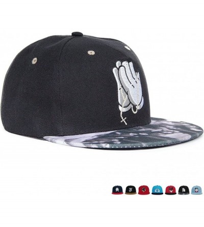 Baseball Caps unisex casual flat bill visor hats hip hop caps embroidery gesture - color4 - CI11ZNMSYMD $28.39