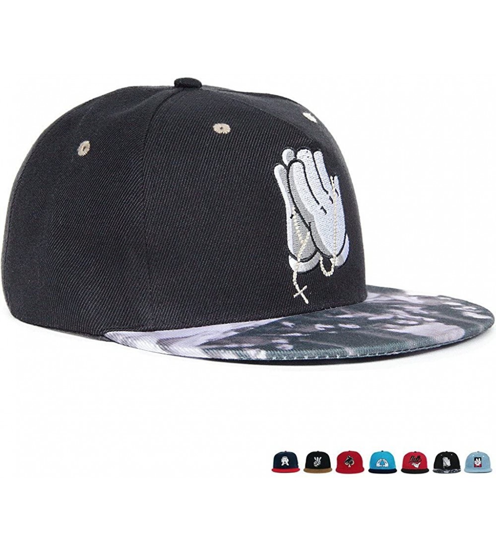Baseball Caps unisex casual flat bill visor hats hip hop caps embroidery gesture - color4 - CI11ZNMSYMD $12.70