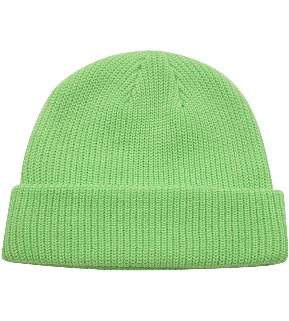 Skullies & Beanies Classic Men's Warm Winter Hats Acrylic Knit Cuff Beanie Cap Daily Beanie Hat - Green - CS18H7SAK4Q $10.48