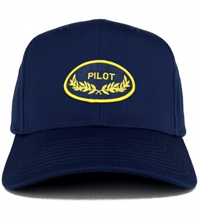 Baseball Caps Pilot Oak Leaf Oval Embroidered Patch Snapback Baseball Cap - Navy - CU18040OSY3 $13.45