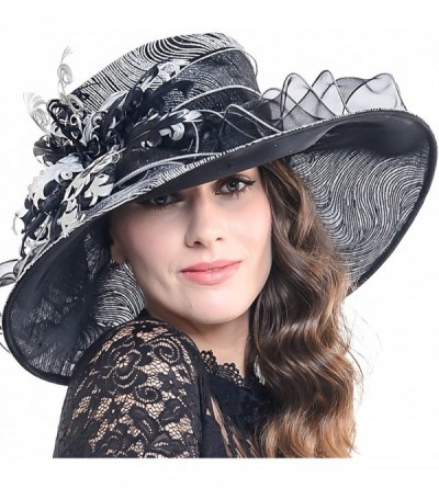 Sun Hats Kentucky Derby Church Hats for Women Dress Wedding Hat - Feather-silver - C918QW5ALYR $22.10