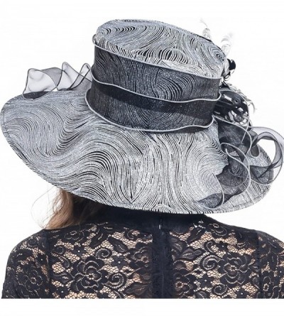 Sun Hats Kentucky Derby Church Hats for Women Dress Wedding Hat - Feather-silver - C918QW5ALYR $22.10