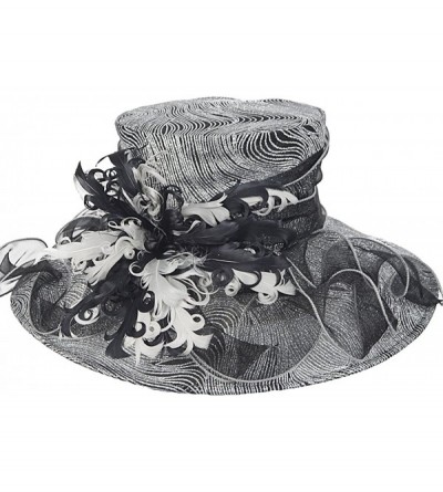 Sun Hats Kentucky Derby Church Hats for Women Dress Wedding Hat - Feather-silver - C918QW5ALYR $22.10