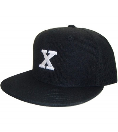 Baseball Caps X Embroidered Snapback Baseball Cap Malcolm(One Size- Black/White) - CV11YH1PI9X $40.15