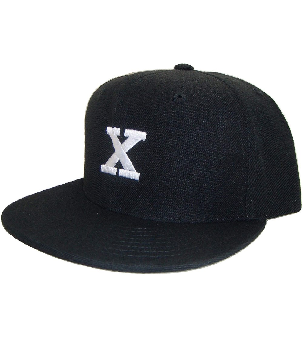 Baseball Caps X Embroidered Snapback Baseball Cap Malcolm(One Size- Black/White) - CV11YH1PI9X $17.96