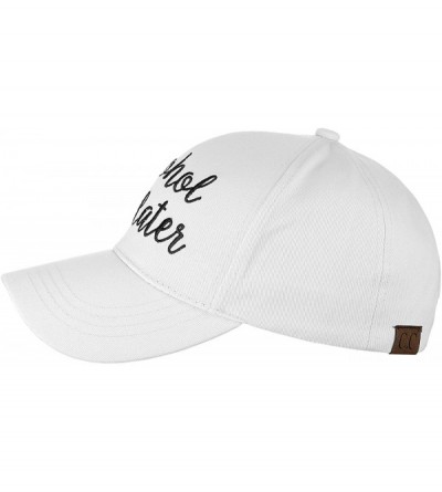 Baseball Caps Women's Embroidered Quote Adjustable Cotton Baseball Cap- Alcohol You Later- White - CJ180TT428S $14.84