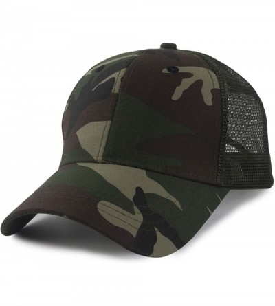 Baseball Caps Women's Ponytail Baseball Cap Messy High Bun Adjustable Plain Trucker Dad Hat - Mesh-camo - CL18NSMCLQY $9.89