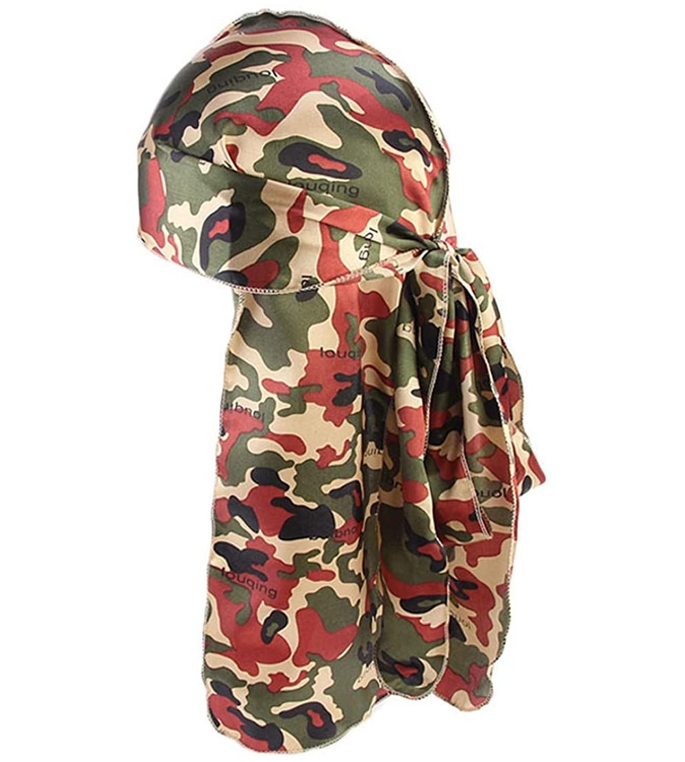 Skullies & Beanies Print Silky Durags Turban Silk Du Rag Waves Caps Headwear Do Doo Rag for Women Men - Tjm-05k-4 - CX197W8CG...