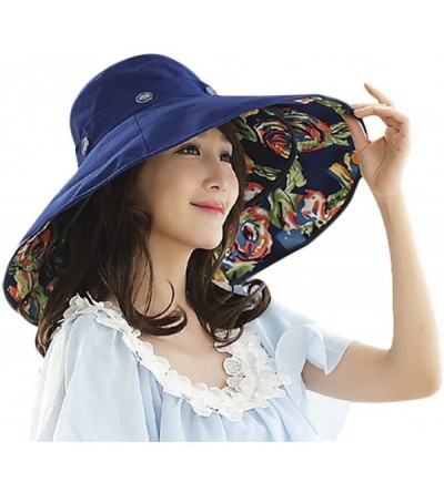 Sun Hats Women's Reversible Sun Hat with Chin Strap Floppy Wide Brim Packable Sun Protection Travel Beach Cap Visor UPF50+ - ...