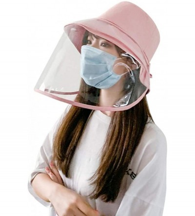 Sun Hats Removable Protective Hat Face Safeguard- Anti-Fog Dustproof Sun Bucket Cap - Pink - CA197KXHG6D $23.59