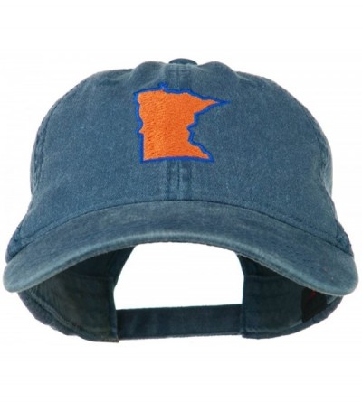 Baseball Caps Minnesota State Map Embroidered Washed Cotton Cap - Navy - CY11ND5K4GB $25.58